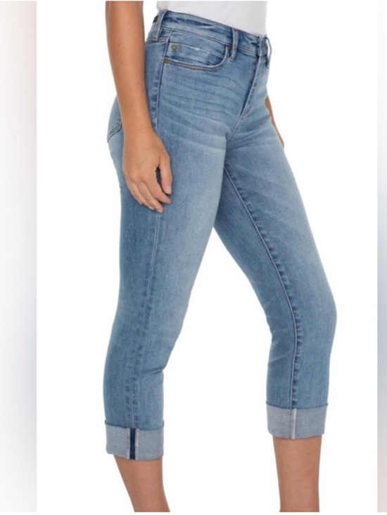 Liverpool Denim - Liverpool Crop Wide Cuff Stretchy Light Wash Blue Jeans Mid Rise Size 6